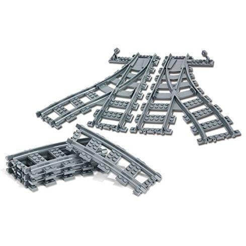 Modbrix 870012 - City Schienen Set mit Schienen und Weichen - 30 Bauteile