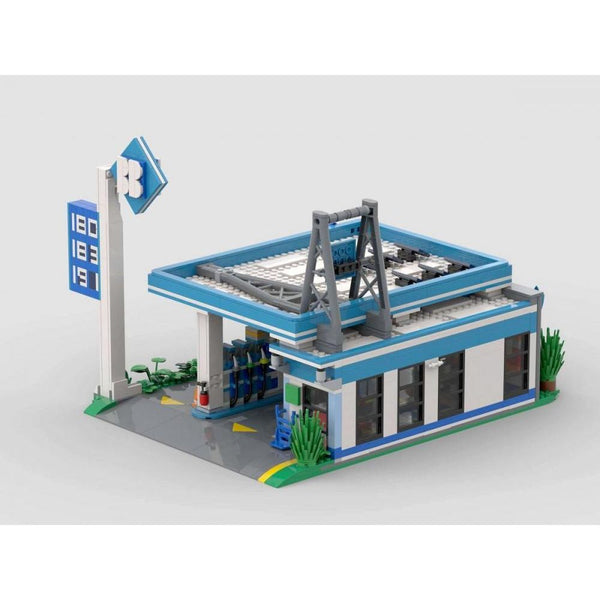 Modbrix 108094 - Moderne Tankstelle Diorama - 1446 Klemmbausteine