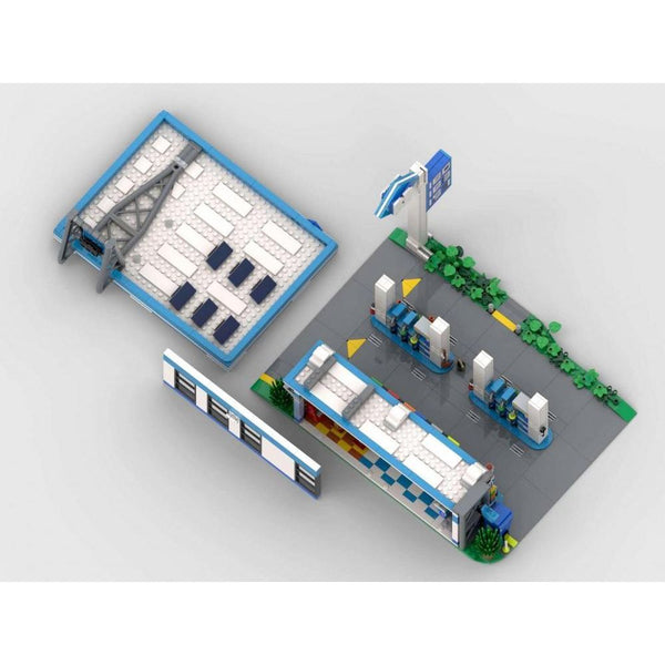 Modbrix 108094 - Moderne Tankstelle Diorama - 1446 Klemmbausteine