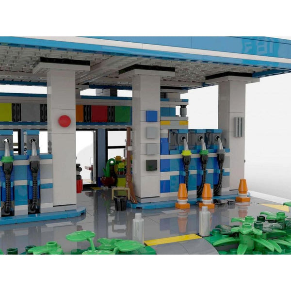 Modbrix 108094 - Moderne Tankstelle Diorama - 1446 Klemmbausteine