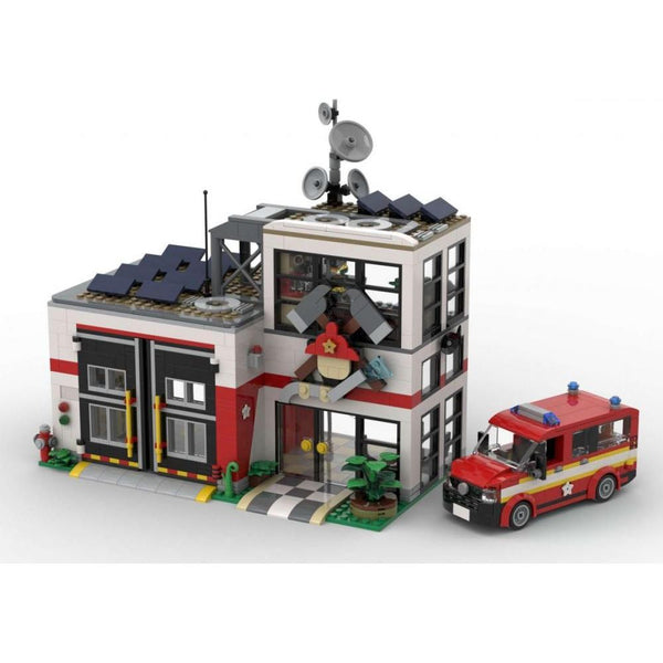Modbrix 108158  - Feuerwehrzentrale Diorama - 1163 Klemmbausteine