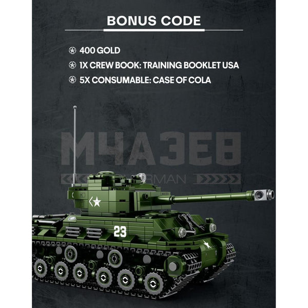 Reobrix 77030 - WoT: Sherman M4A3E8 Panzer - 836 Klemmbausteine