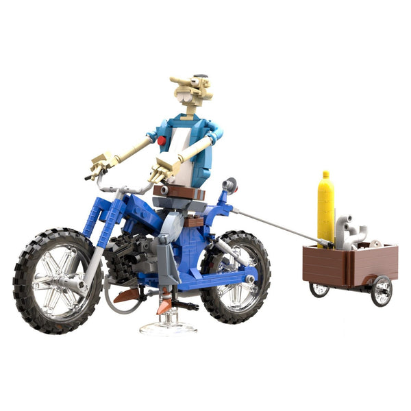Modbrix 9085 - Beinharter Rocker mit Moppäd und Anhänger - 505 Kemmbausteine