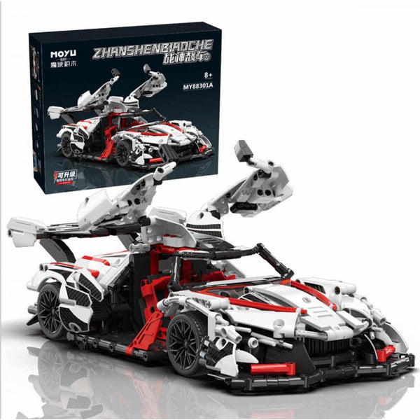MoYu MY88301A - Technik Flügeltürer Supersportwagen in weiß/rot/schwarz - 1391 Klemmbausteine
