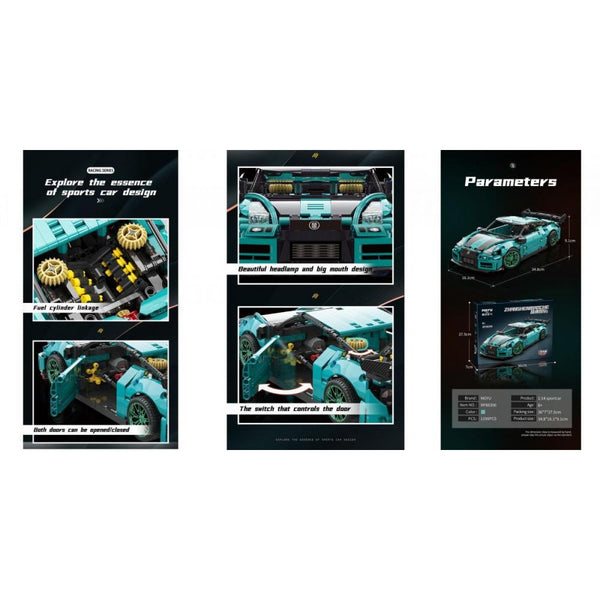 MoYu MY88306 - Technik Supersportwagen in mint/schwarz - 993 Klemmbausteine