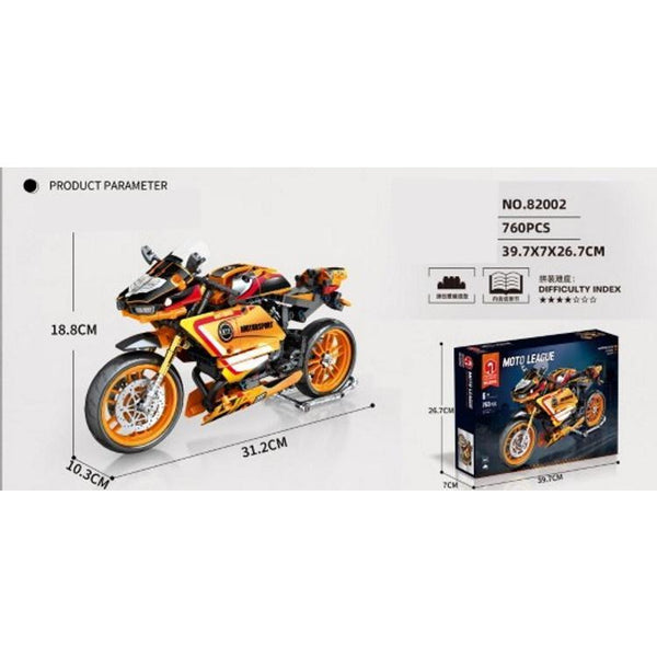 Juhang 82002 - Technik Renn Motorrad - 760 Klemmbausteine