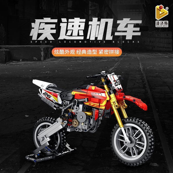 Panlos 672005 - Motocross Motorrad in rot - 735 Klemmbausteine
