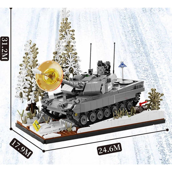 QiZhiLe 101100 - Leopard 2A7 Panzer Winter Diorama- 1329 Klemmbausteine