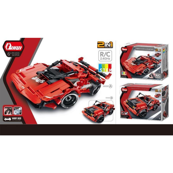 Qihui 8025 - 2,4 Ghz R/C Rennwagen in rot 4CH - 351 Klemmbausteine