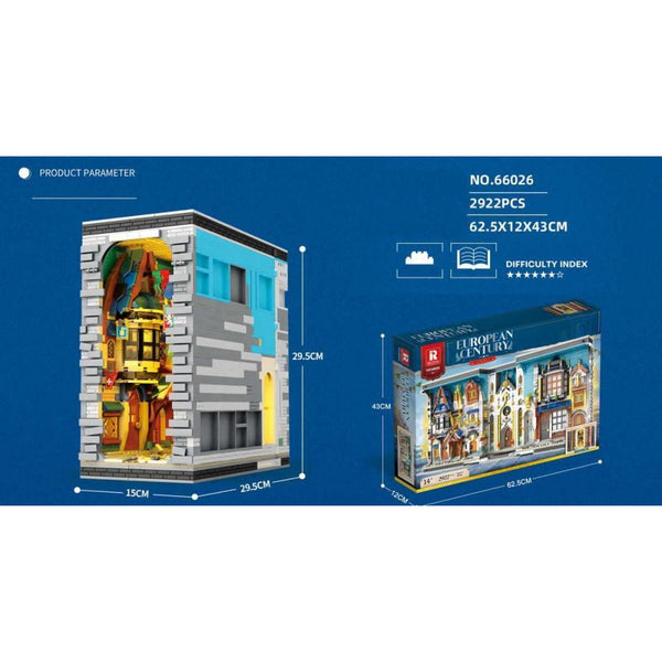 Reobrix 66026 - Mittelalterliche Stadt: Book Nook - 2922 Klemmbausteine