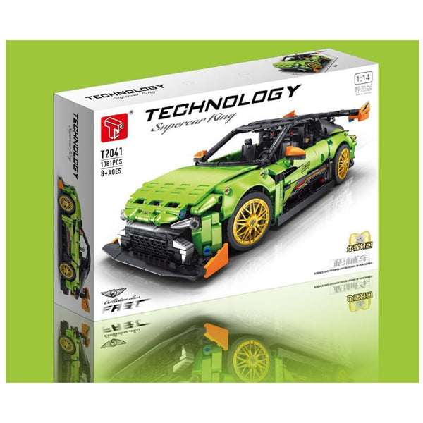 TaiGaoLe T2041 - Technik Rennwagen in grün - 1381 Klemmbausteine