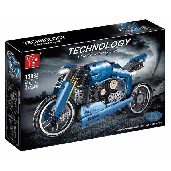TaiGaoLe T3034 - Technik Motorrad in blau - 619 Klemmbausteine