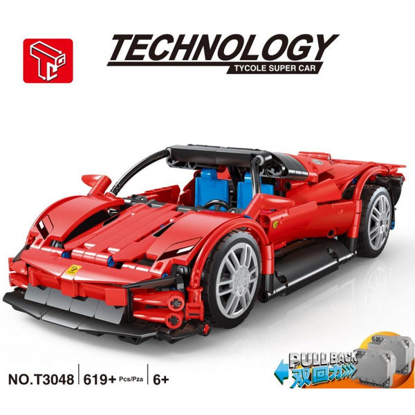 TaiGaoLe T3048 - roter Sportwagen - 619 Klemmbausteine