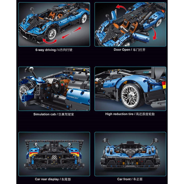 TaiGaoLe T5038 - Blauer Technik  Supersportwagen - 2289 Klemmbausteine