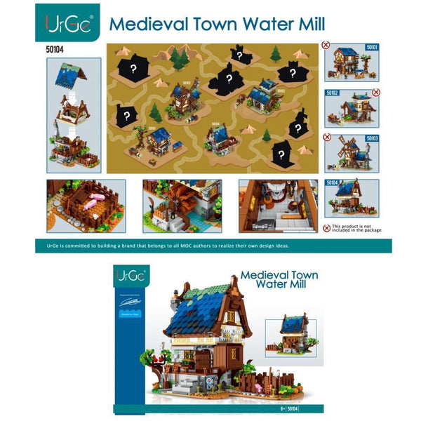 UrGe 50104 - Mittelalterliche Stadt Wassermühle - 2053 Klemmbausteine