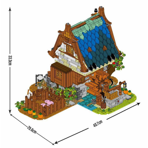 UrGe 50104 - Mittelalterliche Stadt Wassermühle - 2053 Klemmbausteine