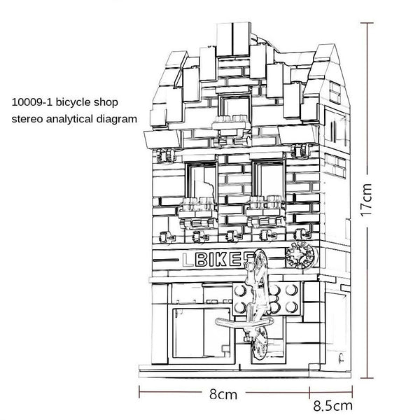 Leier 10009-1 - Modular Building Street View Fahrradgeschäft - 258 Klemmbausteine
