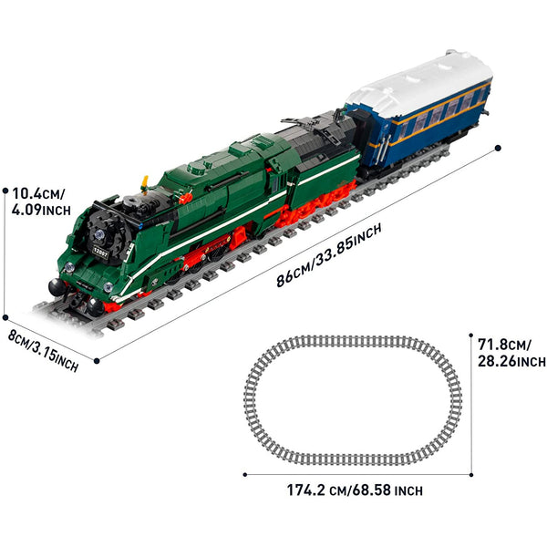 Mould King 12007 - 2,4 Ghz RC Dampflok BR 18 Deutscher Schnellzug - 2348 Klemmbausteine