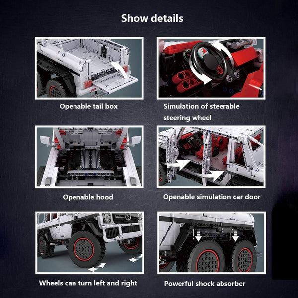 Mould King 13061 - Technic 2,4 Ghz RC Offroad Auto MB G700 6x6  - 3686 Klemmbausteine