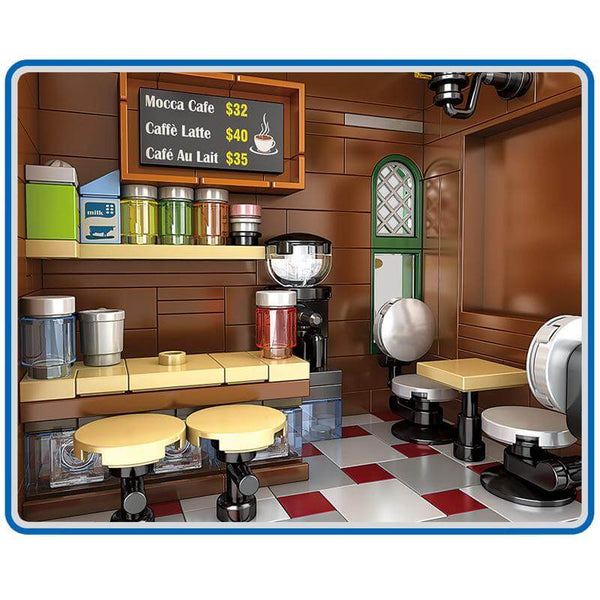 Mould King 16008 - Mediterranes Straßencafe mit Beleuchtung - 3103 Klemmbausteine