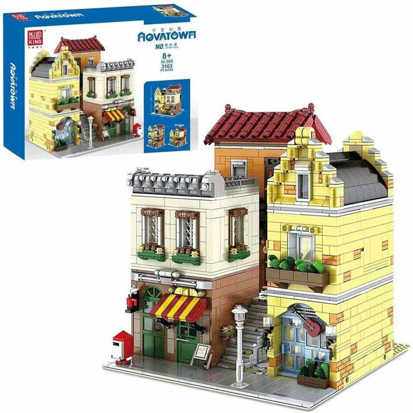 Mould King 16008 - Mediterranes Straßencafe mit Beleuchtung - 3103 Klemmbausteine
