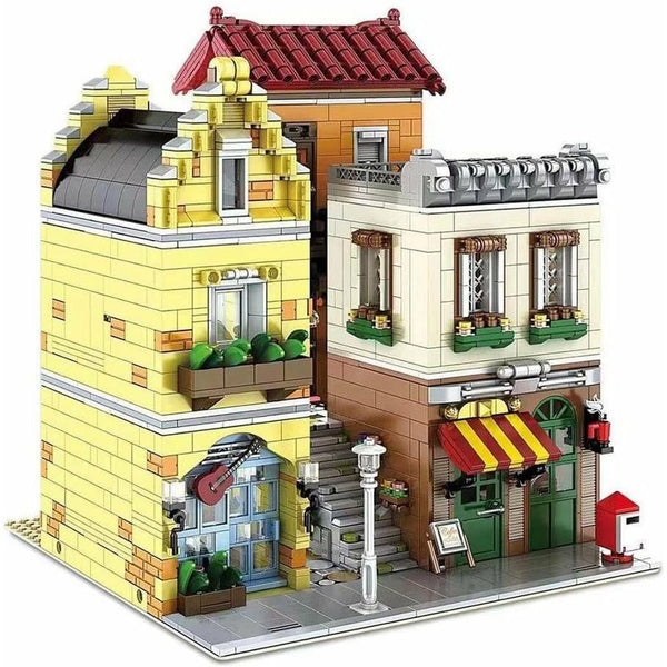 Mould King 16008 - Mediterranes Straßencafe mit Beleuchtung - 3103 Klemmbausteine