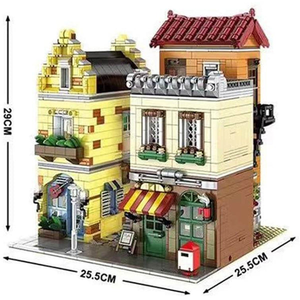 Mould King 16008 - Mediterranes Straßencafe mit Beleuchtung - 3103 Klemmbausteine