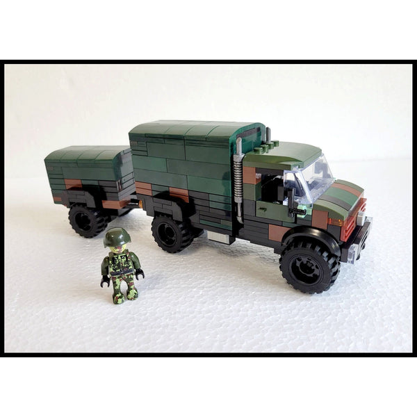 Modbrix 9066 - Bundeswehr Uni Truck LKW mit Anhänger - 354 Klemmbausteine