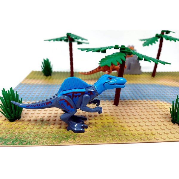 Modbrix 18269002 - Jurassic Diorama Grundplatten mit Dinosaurier Figuren - 84 Klemmbausteine