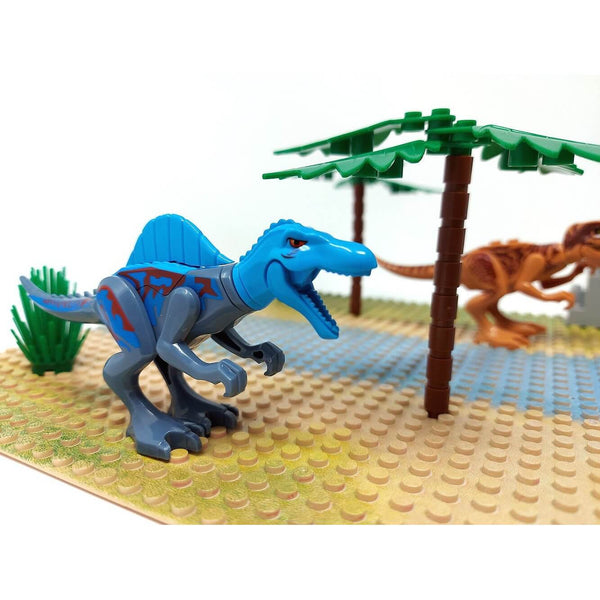 Modbrix 18269002 - Jurassic Diorama Grundplatten mit Dinosaurier Figuren - 84 Klemmbausteine