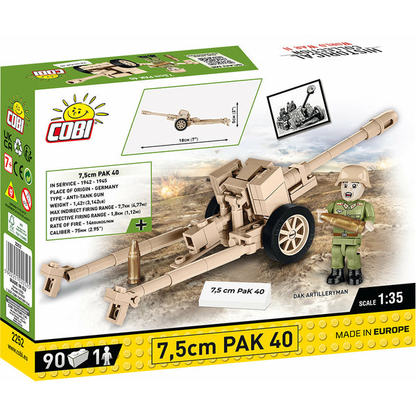 Cobi 2252 - Deutsche Panzerabwehrkanone 7,5 cm PaK 40 - 90 Klemmbausteine