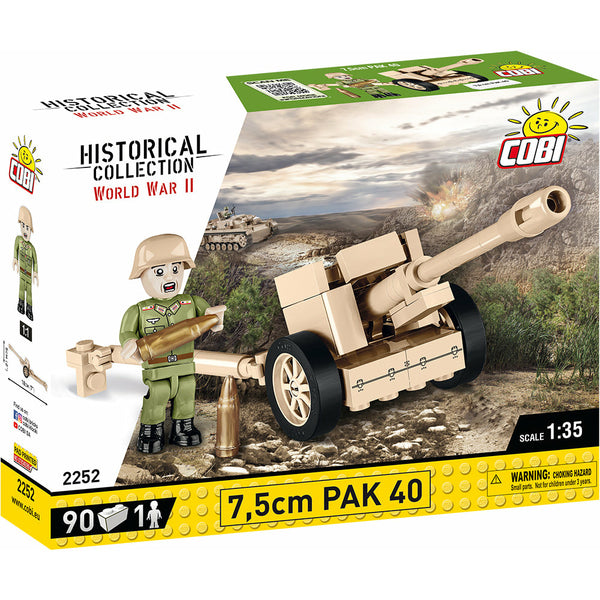 Cobi 2252 - Deutsche Panzerabwehrkanone 7,5 cm PaK 40 - 90 Klemmbausteine