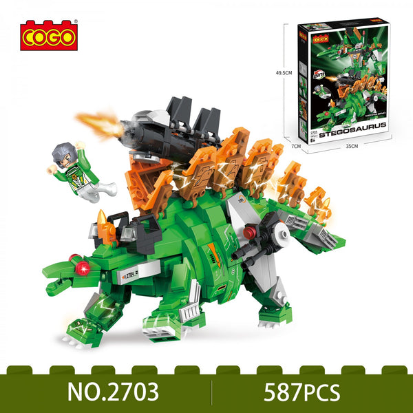 Cogo 2703 - Transforming Mech Stegosaurus 2in1 Roboter Dino - 587 Klemmbausteine
