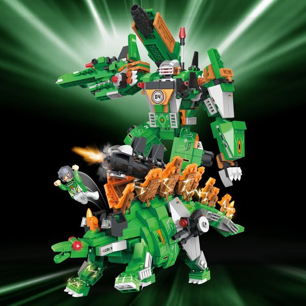 Cogo 2703 - Transforming Mech Stegosaurus 2in1 Roboter Dino - 587 Klemmbausteine