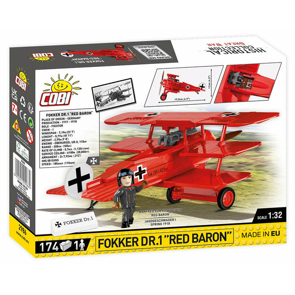 Cobi 2986 - Fokker DR.I Red Baron Roter Baron Flugzeug - 78 Klemmbausteine