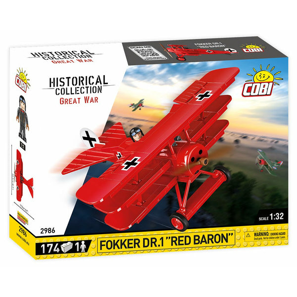Cobi 2986 - Fokker DR.I Red Baron Roter Baron Flugzeug - 78 Klemmbausteine
