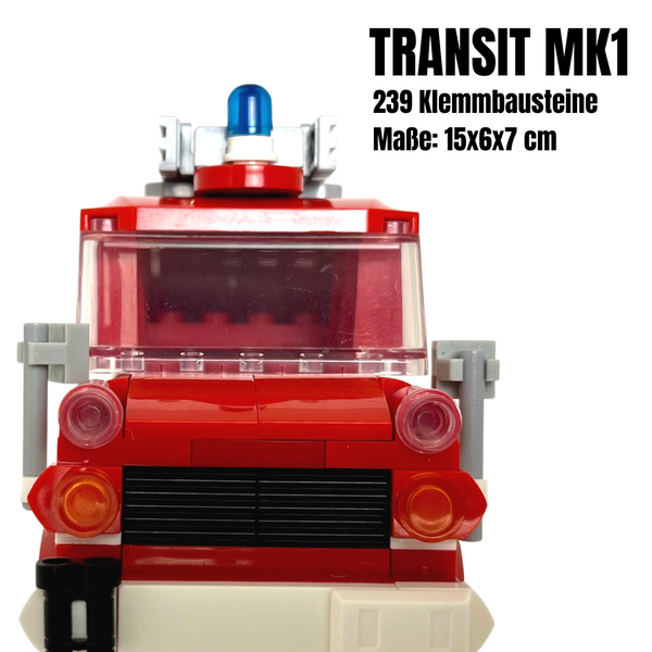 Modbrix 8006 -  Feuerwehrauto Ford Transit MK1 Kastenwagen,239 Klemmbausteine