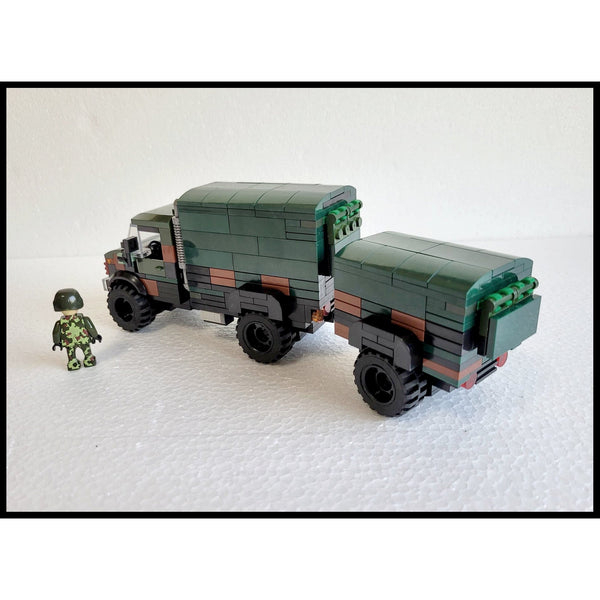 Modbrix 9066 - Bundeswehr Uni Truck LKW mit Anhänger - 354 Klemmbausteine