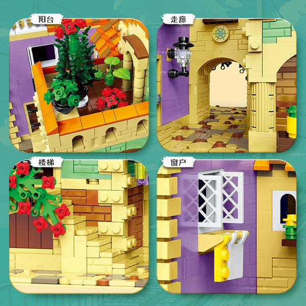 Moyu 82001 - Modular Building Mediteranes Dorf - 2948 Klemmbausteine