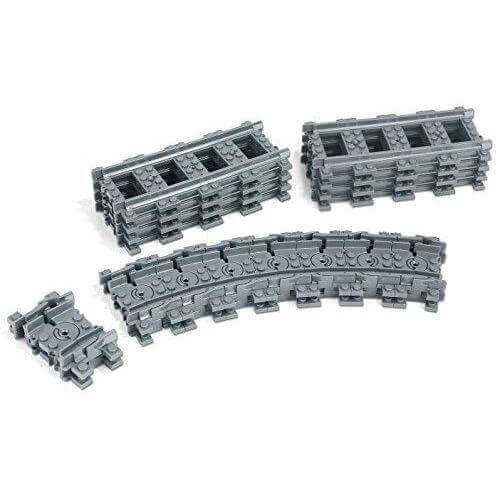 Modbrix 870012 - City Schienen Set mit Schienen und Weichen - 30 Bauteile