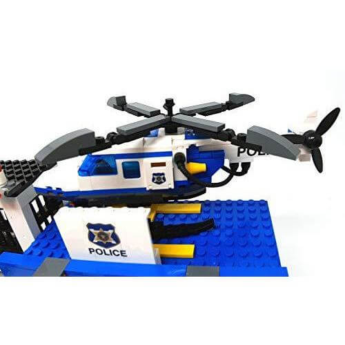 Cogo 4156 - Polizeiwache mit Polizeiauto, Hubschrauber und Motorrad - 857 Bauteile