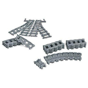 Modbrix 870012 - City Schienen Set mit Schienen und Weichen - 30 Bauteile