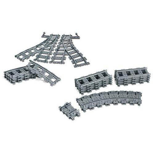 Modbrix 870012 - City Schienen Set mit Schienen und Weichen - 30 Bauteile