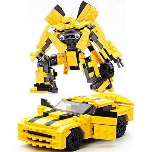 Gudi 8711 - Transforming Sportwagen gelber Auto Roboter - 225 Klemmbausteine