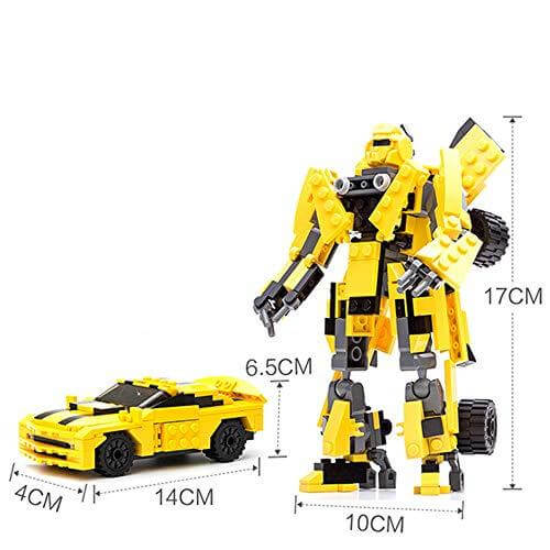 Gudi 8711 - Transforming Sportwagen gelber Auto Roboter - 225 Klemmbausteine