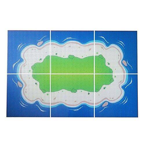 Modbrix 86918 - Insel Bauplatten Set mit 6 x Grundplatten für Klemmbausteine Sets