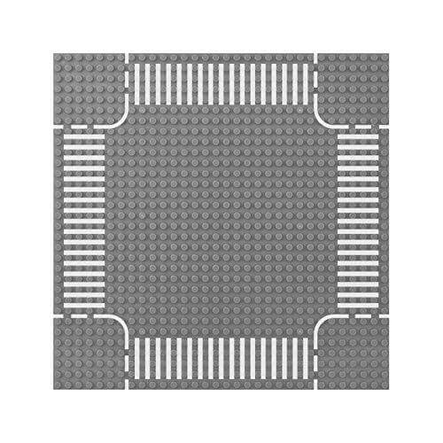 Modbrix 1701002  - City Straßenplatten Noppen Set mit Kreuzung und Kurven - 32 x 32