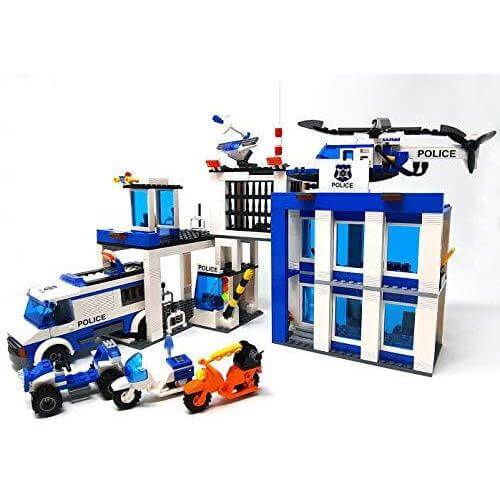Cogo 4156 - Polizeiwache mit Polizeiauto, Hubschrauber und Motorrad - 857 Bauteile