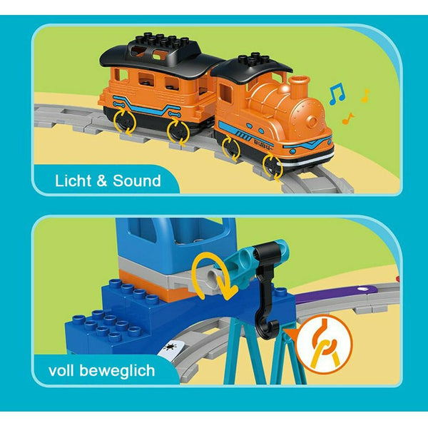 Mould King 53001 - Motorisierter Güterzug Eisenbahnset für Kleinkinder - 48 Bausteine kompatibel zu D*PL*