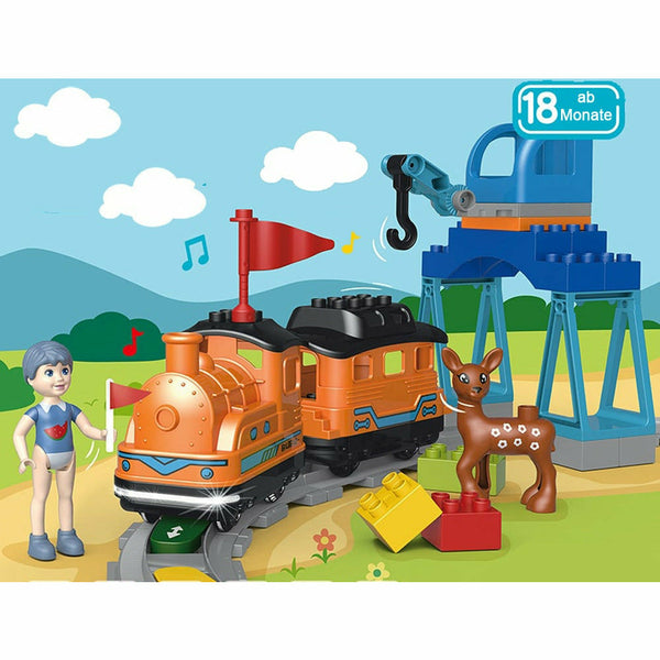 Mould King 53001 - Motorisierter Güterzug Eisenbahnset für Kleinkinder - 48 Bausteine kompatibel zu D*PL*